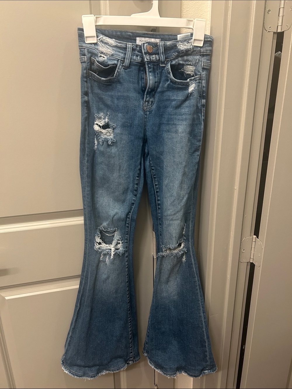 Flying Monkey Distressed Flare Jeans for Women